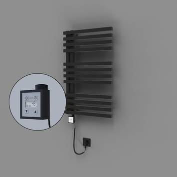 Radiva - Oka Dekoratif Elektrikli Havlupan 500x800 Siyah (KTX3 Termostat) 300W Spiral Kablolu
