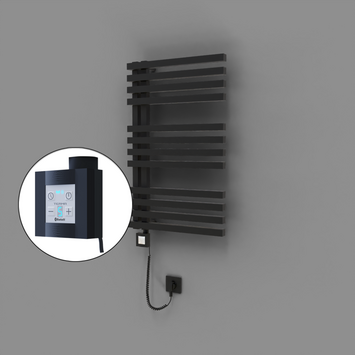 Radiva - Oka Dekoratif Elektrikli Havlupan 500x800 Siyah (KTX4 Termostat) 300W Spiral Kablolu