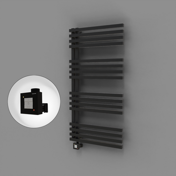 Radiva - Oka Dekoratif Elektrikli Havlupan 600x1200 Siyah (KTX1 Termostat) 600W