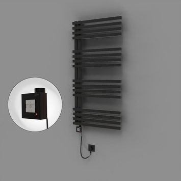 Radiva - Oka Dekoratif Elektrikli Havlupan 600x1200 Siyah (KTX1 Termostat) 600W Spiral Kablolu
