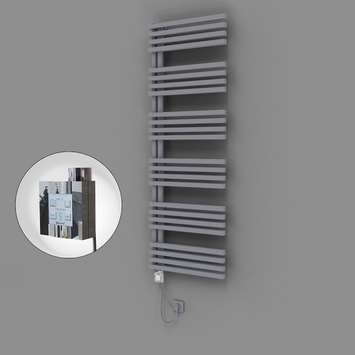 Radiva - Oka Dekoratif Elektrikli Havlupan 600x1800 Gri (KTX4 Termostat) 1000W Spiral Kablolu