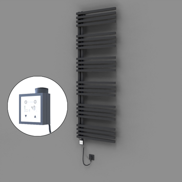 Radiva - Oka Dekoratif Elektrikli Havlupan 600x1800 Koyu Antrasit (KTX3 Termostat) 1000W Spiral Kablolu