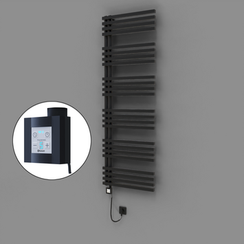 Radiva - Oka Dekoratif Elektrikli Havlupan 600x1800 Siyah (KTX4 Termostat) 1000W Spiral Kablolu