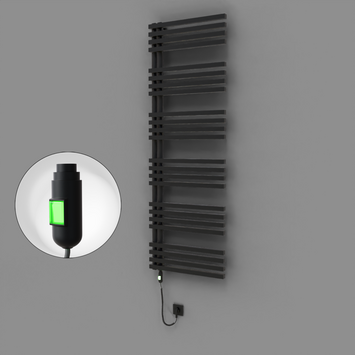 Radiva - Oka Dekoratif Elektrikli Havlupan 600x1800 Siyah (On/Off Düğmeli) 900W