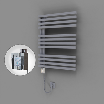 Radiva - Oka Dekoratif Elektrikli Havlupan 600x800 Gri (KTX4 Termostat) 600W Spiral Kablolu
