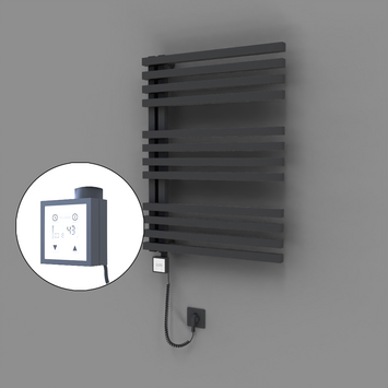 Radiva - Oka Dekoratif Elektrikli Havlupan 600x800 Koyu Antrasit (KTX3 Termostat) 600W Spiral Kablolu