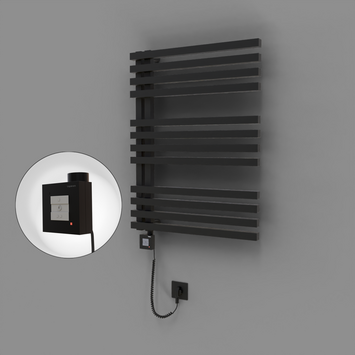 Radiva - Oka Dekoratif Elektrikli Havlupan 600x800 Siyah (KTX1 Termostat) 600W Spiral Kablolu