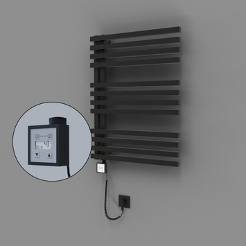 Radiva - Oka Dekoratif Elektrikli Havlupan 600x800 Siyah (KTX3 Termostat) 600W Spiral Kablolu