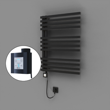 Radiva - Oka Dekoratif Elektrikli Havlupan 600x800 Siyah (KTX4 Termostat) 600W Spiral Kablolu