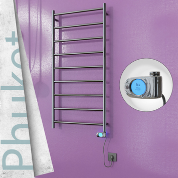 Radiva - Phuket Sèche Serviettes Electrique 600x1200 Finition de polissage (Thermostat Musa) 300 Watt
