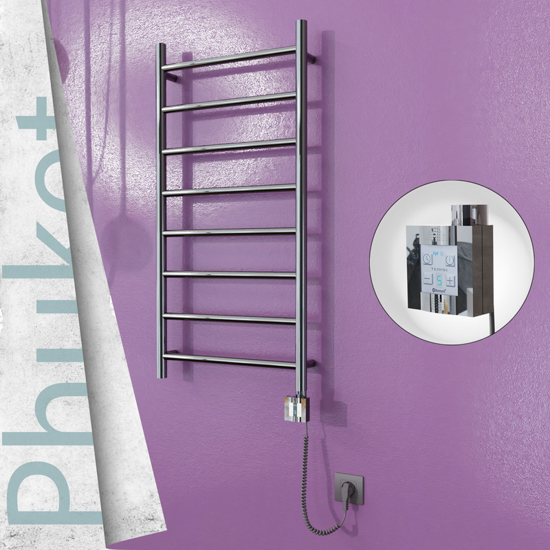 Phuket Electric Towel Warmer 500x1000 Mirror Finish Ktx4 200 W (Spiral Cable)