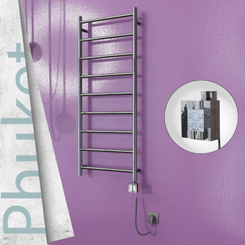 - Phuket Electric Towel Warmer 500x1200 Mirror Finish Ktx4 200 W (Spiral Cable)
