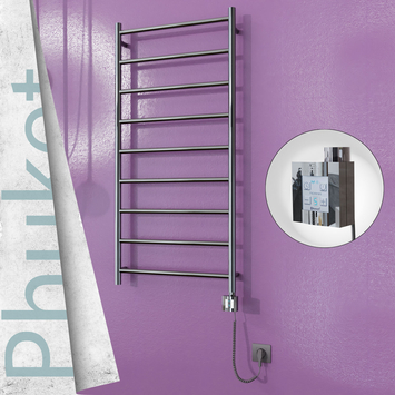 - Phuket Electric Towel Warmer 600x1200 Mirror Finish Ktx4 200 W (Spiral Cable)  - Phuket Electric Towel Warmer 600x1200 Mirror Finish Ktx4 200 W (Spiral Cable)