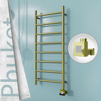 Radiva - Phuket Elektrikli Paslanmaz Çelik Havlupan 400x1000 Satine Altın (KTX1 Termostat) 200W