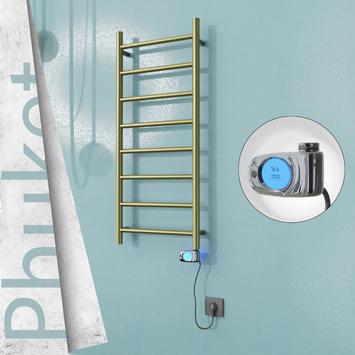  - PHUKET Elektrikli Paslanmaz Çelik Havlupan 400x1000 Satine Altın (Musa Termostat) 200W