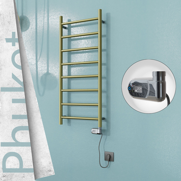  - PHUKET Elektrikli Paslanmaz Çelik Havlupan 400x1000 Satine Altın (Thesis Termostat) 200W