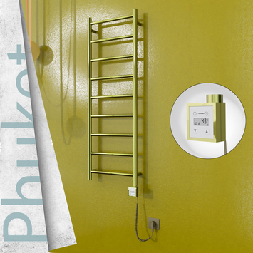 Radiva - Phuket Elektrikli Paslanmaz Çelik Havlupan 400x1200 Altın (KTX3 Termostat) 200W Spiral Kablolu