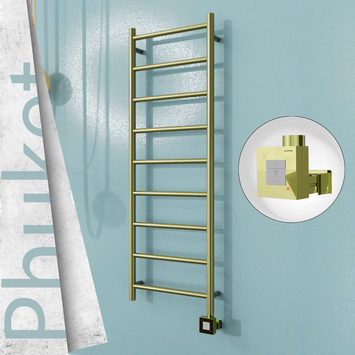  - PHUKET Elektrikli Paslanmaz Çelik Havlupan 400x1200 Satine Altın (KTX1 Termostat) 200W