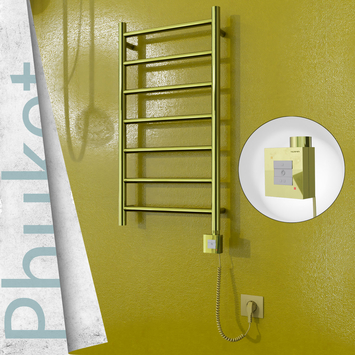 Radiva - Phuket Elektrikli Paslanmaz Çelik Havlupan 400x800 Altın (KTX1 Termostat) 200W Spiral Kablolu