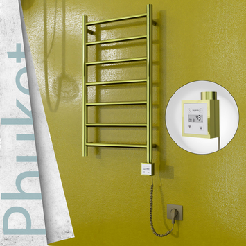 Radiva - Phuket Elektrikli Paslanmaz Çelik Havlupan 400x800 Altın (KTX3 Termostat) 200W Spiral Kablolu