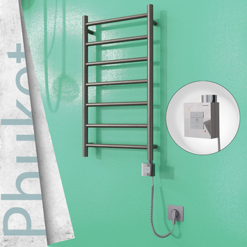 Radiva - Phuket Elektrikli Paslanmaz Çelik Havlupan 400x800 Satin Polisaj (KTX1 Termostat) 200W Spiral Kablolu
