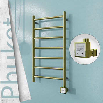 Radiva - Phuket Elektrikli Paslanmaz Çelik Havlupan 400x800 Satine Altın (KTX3 Termostat) 200W