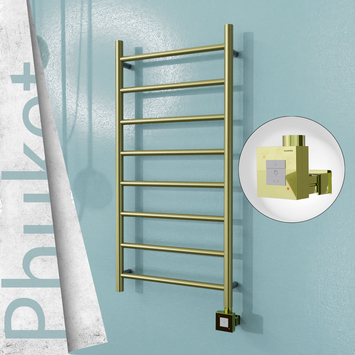 Radiva - Phuket Elektrikli Paslanmaz Çelik Havlupan 500x1000 Satine Altın (KTX1 Termostat) 200W