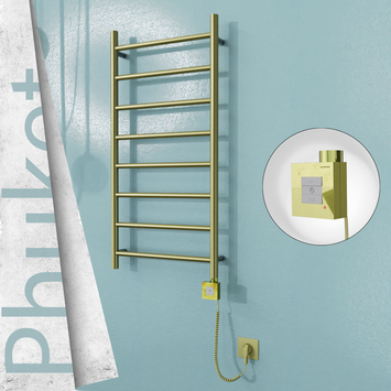 Radiva - Phuket Elektrikli Paslanmaz Çelik Havlupan 500x1000 Satine Altın (KTX1 Termostat) 200W Spiral Kablolu