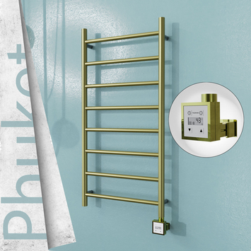  - PHUKET Elektrikli Paslanmaz Çelik Havlupan 500x1000 Satine Altın (KTX3 Termostat) 200W