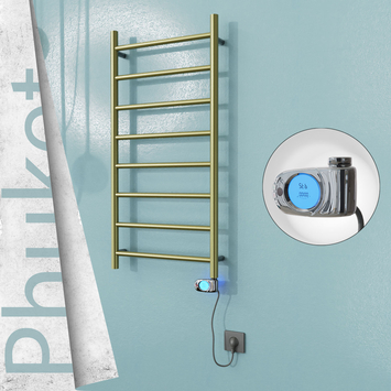  - PHUKET Elektrikli Paslanmaz Çelik Havlupan 500x1000 Satine Altın (Musa Termostat) 200W