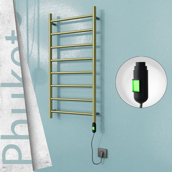 Radiva - Phuket Elektrikli Paslanmaz Çelik Havlupan 500x1000 Satine Altın (On/Off Düğmeli) 200W