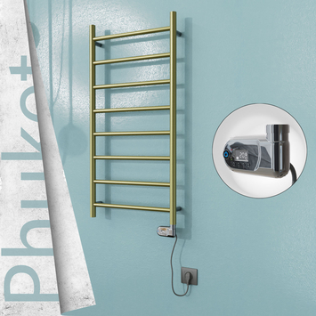 Radiva - Phuket Elektrikli Paslanmaz Çelik Havlupan 500x1000 Satine Altın (Thesis Termostat) 200W