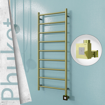  - PHUKET Elektrikli Paslanmaz Çelik Havlupan 500x1200 Satine Altın (KTX1 Termostat) 200W
