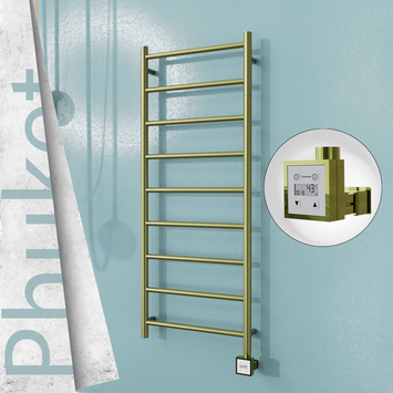 Radiva - Phuket Elektrikli Paslanmaz Çelik Havlupan 500x1200 Satine Altın (KTX3 Termostat) 200W