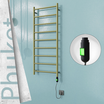 Radiva - Phuket Elektrikli Paslanmaz Çelik Havlupan 500x1200 Satine Altın (On/Off Düğmeli) 200W