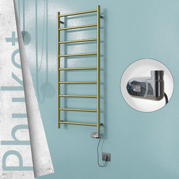 Radiva - Phuket Elektrikli Paslanmaz Çelik Havlupan 500x1200 Satine Altın (Thesis Termostat) 200W