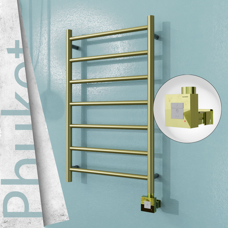 PHUKET Elektrikli Paslanmaz Çelik Havlupan 500x800 Satine Altın (KTX1 Termostat) 200W