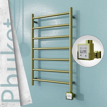  - PHUKET Elektrikli Paslanmaz Çelik Havlupan 500x800 Satine Altın (KTX3 Termostat) 200W