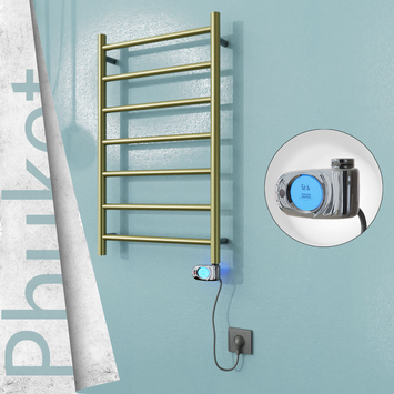 Radiva - Phuket Elektrikli Paslanmaz Çelik Havlupan 500x800 Satine Altın (Musa Termostat) 200W