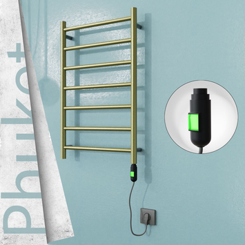 Radiva - Phuket Elektrikli Paslanmaz Çelik Havlupan 500x800 Satine Altın (On/Off Düğmeli) 200W