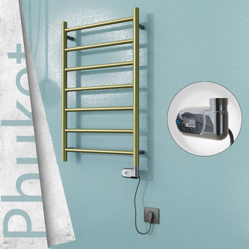 Radiva - Phuket Elektrikli Paslanmaz Çelik Havlupan 500x800 Satine Altın (Thesis Termostat) 200W