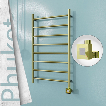  - PHUKET Elektrikli Paslanmaz Çelik Havlupan 600x1000 Satine Altın (KTX1 Termostat) 200W