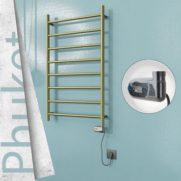  - PHUKET Elektrikli Paslanmaz Çelik Havlupan 600x1000 Satine Altın (Thesis Termostat) 200W