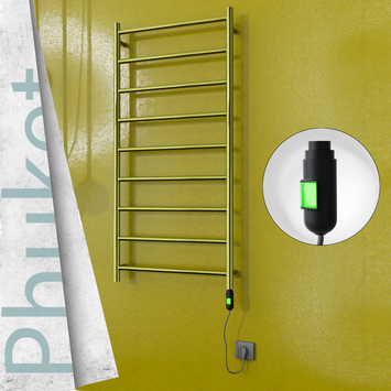Radiva - Phuket Elektrikli Paslanmaz Çelik Havlupan 600x1200 Altın (On/Off Düğmeli) 300W