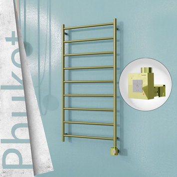  - PHUKET Elektrikli Paslanmaz Çelik Havlupan 600x1200 Satine Altın (KTX1 Termostat) 300W