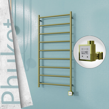 Radiva - Phuket Elektrikli Paslanmaz Çelik Havlupan 600x1200 Satine Altın (KTX3 Termostat) 300W