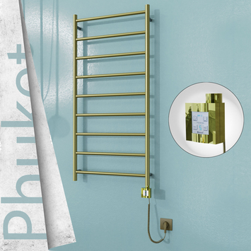 - PHUKET Elektrikli Paslanmaz Çelik Havlupan 600x1200 Satine Altın (KTX4 Termostat) 300W Spiral Kablolu  - PHUKET Elektrikli Paslanmaz Çelik Havlupan 600x1200 Satine Altın (KTX4 Termostat) 300W Spiral Kablolu