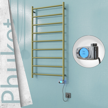 Radiva - Phuket Elektrikli Paslanmaz Çelik Havlupan 600x1200 Satine Altın (Musa Termostat) 300W