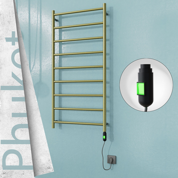 Radiva - Phuket Elektrikli Paslanmaz Çelik Havlupan 600x1200 Satine Altın (On/Off Düğmeli) 300W