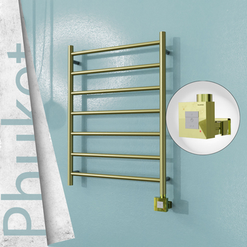 Radiva - Phuket Elektrikli Paslanmaz Çelik Havlupan 600x800 Satine Altın (KTX1 Termostat) 200W
